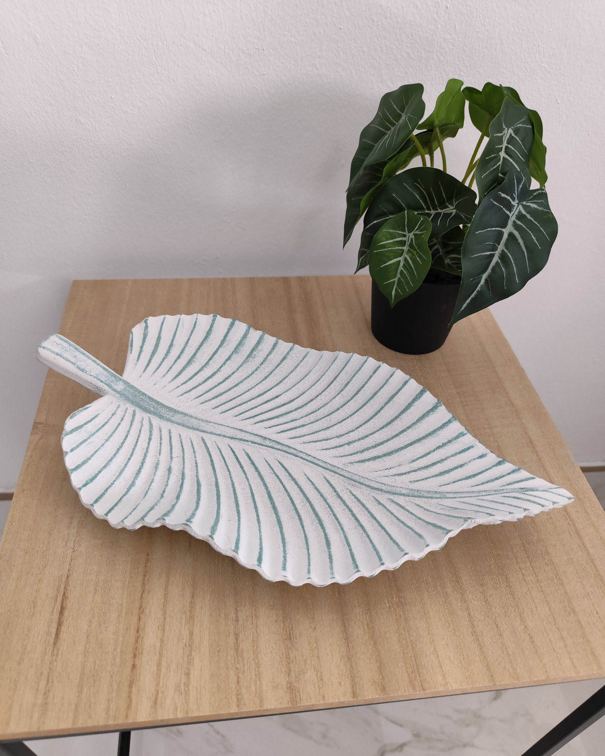 Bandeja decoración Hoja Blanca y verde