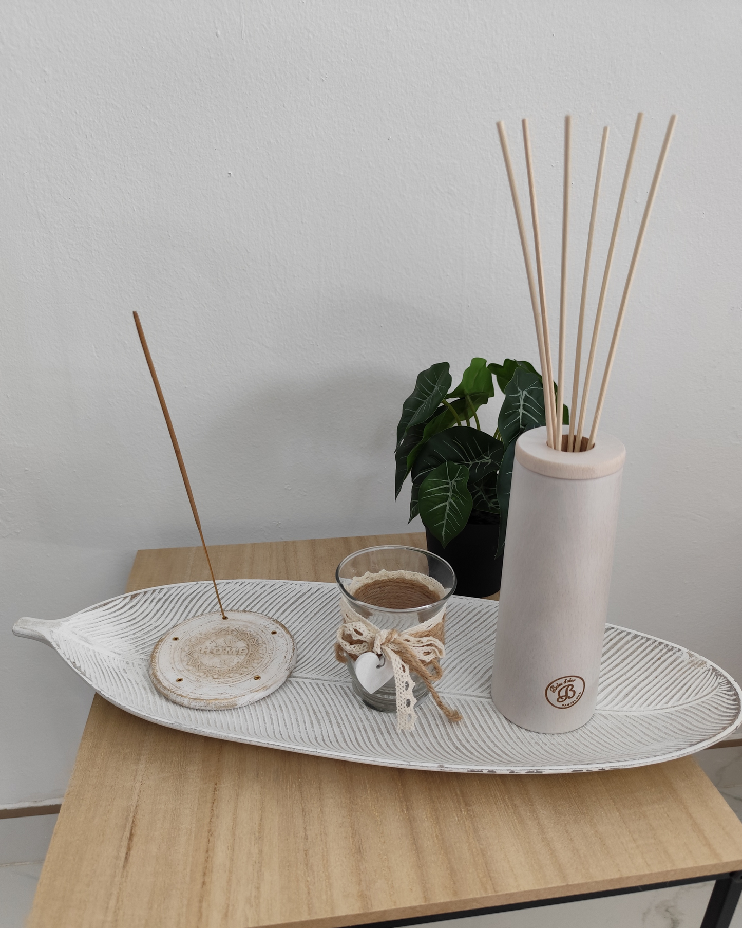 Bandeja decorativa Hoja Blanca